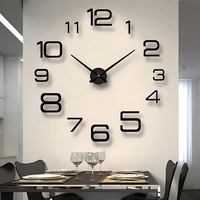 Large Modern Wall Clock Black
