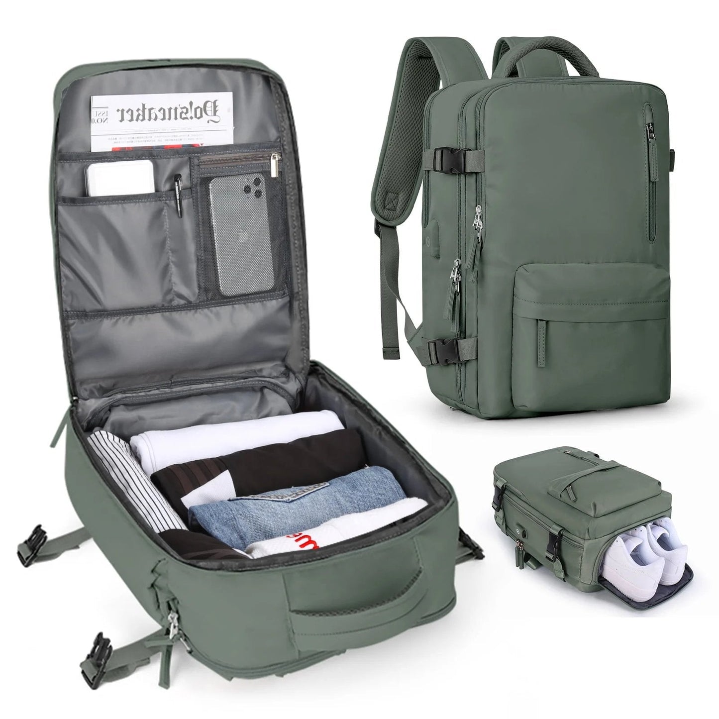 Large Women's Travel Bag Waterproof Hiking Backpack – 35L Multifunction