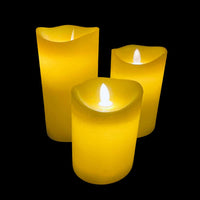 LED block candles - RUSTIC - 3 pcs. - 10/12.5/15 cm - with 3D flame - (multiple colors)