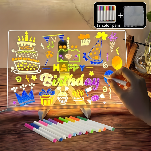 LED Light Panel with 7 Neon Colors – USB Powered Acrylic Board for Creative Drawing and Decoration