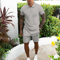 Leisure Zip-Up Polo and Shorts Set