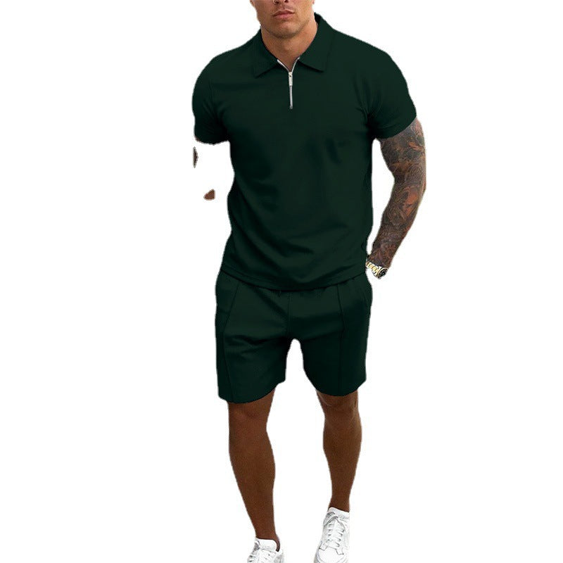 Leisure Zip-Up Polo and Shorts Set