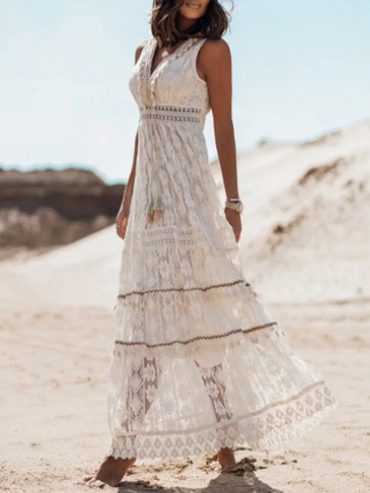 Liora Bohemian Maxi Dress - & Flair Sleeves for Elegance
