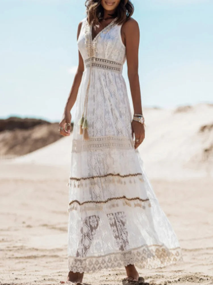 Liora Bohemian Maxi Dress - & Flair Sleeves for Elegance