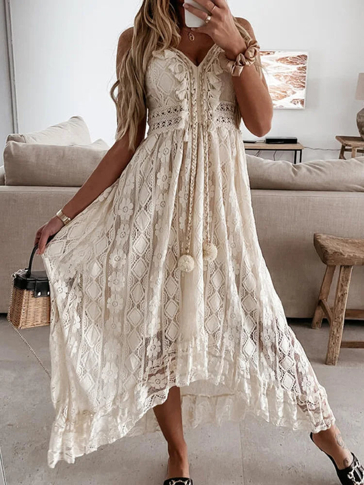 Liora Bohemian Maxi Dress - & Flair Sleeves for Elegance