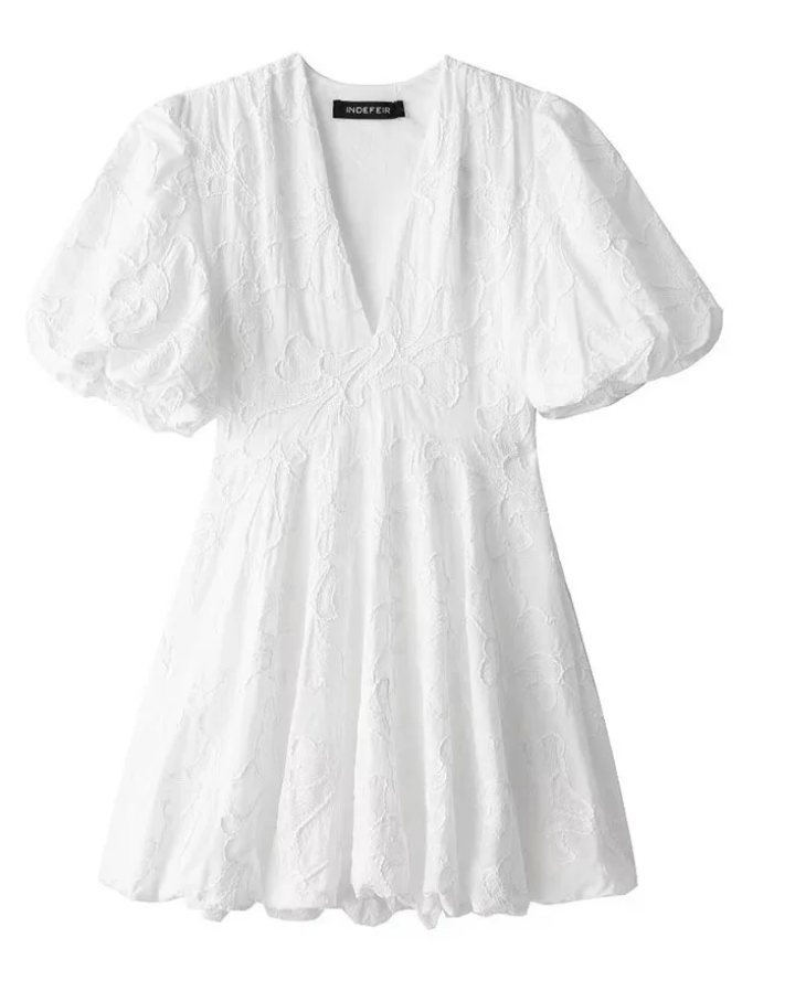 Lola - White Dress | Elegant Embroidered Ruffles