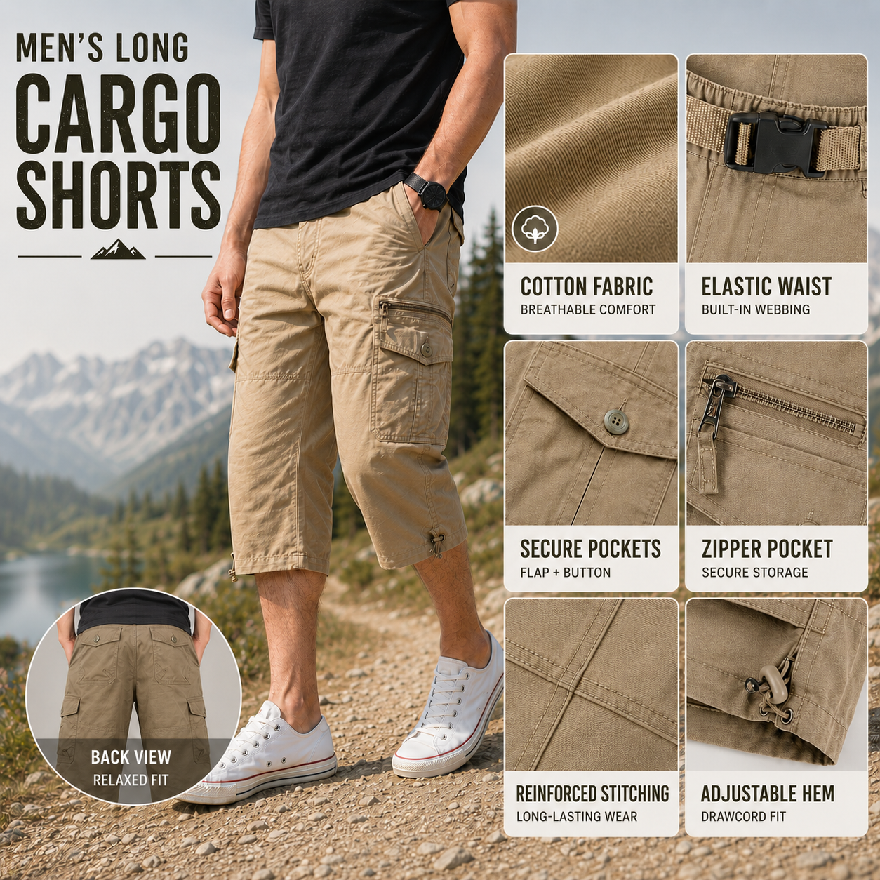 Long Length Cargo Shorts