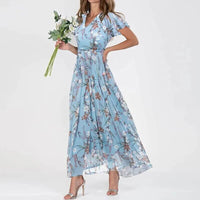 Long Summer Dress with Floral Pattern and Flattering Fit