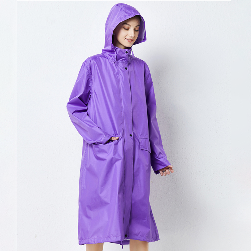 Long Waterproof Raincoat with Hood for Women
