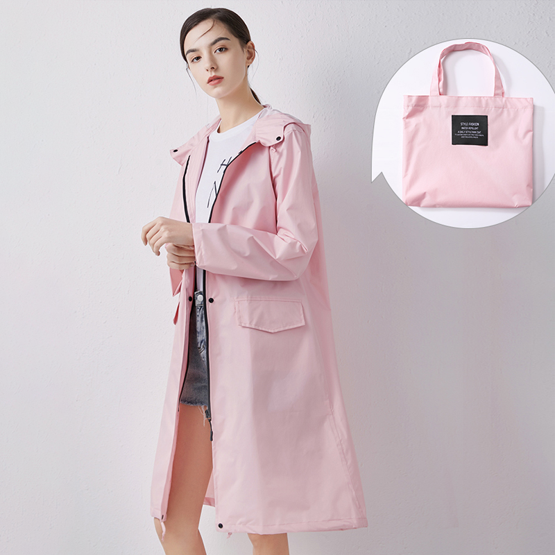 Long Waterproof Raincoat with Hood for Women
