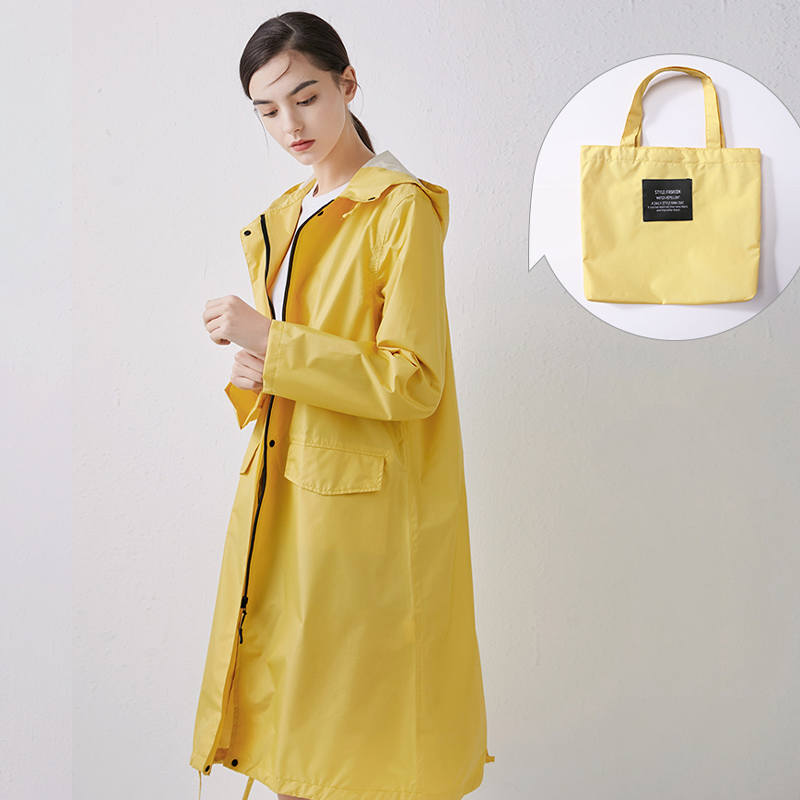 Long Waterproof Raincoat with Hood for Women