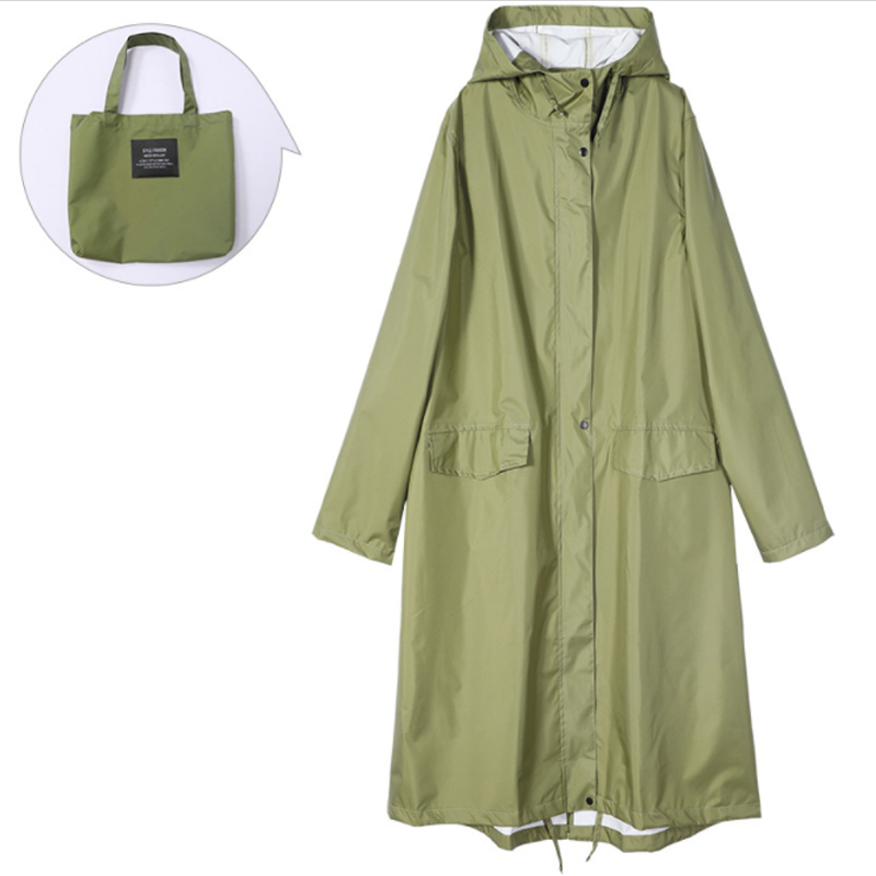 Long Waterproof Raincoat with Hood for Women
