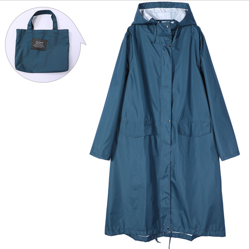 Long Waterproof Raincoat with Hood for Women