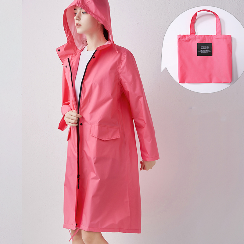 Long Waterproof Raincoat with Hood for Women