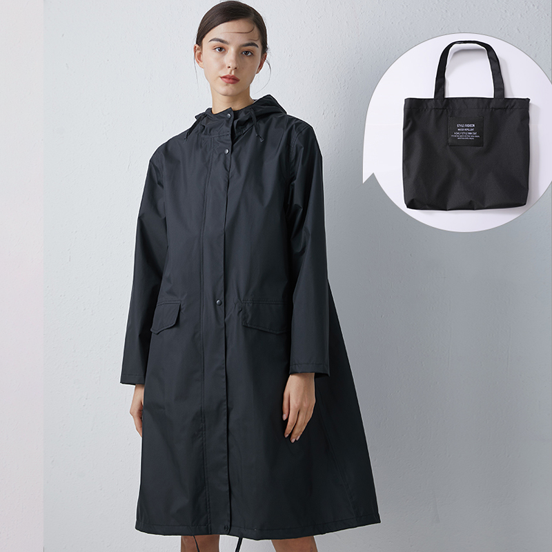 Long Waterproof Raincoat with Hood for Women