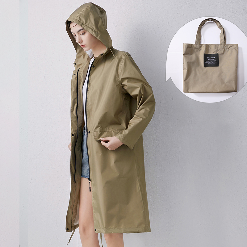 Long Waterproof Raincoat with Hood for Women