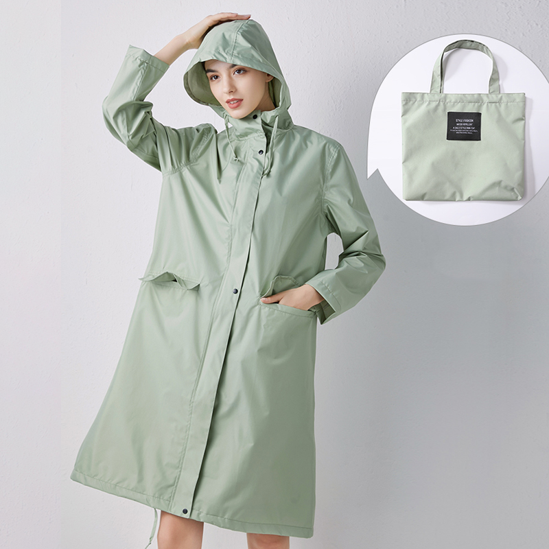 Long Waterproof Raincoat with Hood for Women