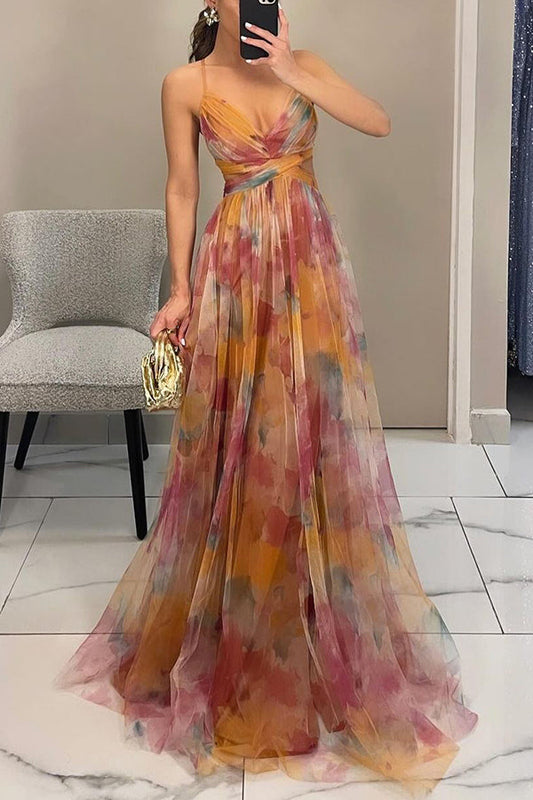 Luna Spaghetti Strap A-Line Maxi Dress