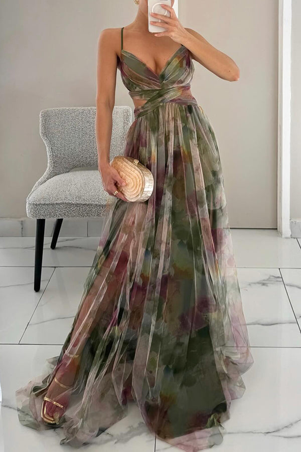 Luna Spaghetti Strap A-Line Maxi Dress