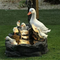 Lunaverde Solar Deco Fountain Duck & Squirrel | Garden Figure with LED Light | Weatherproof Resin | For Terrace & Balcony