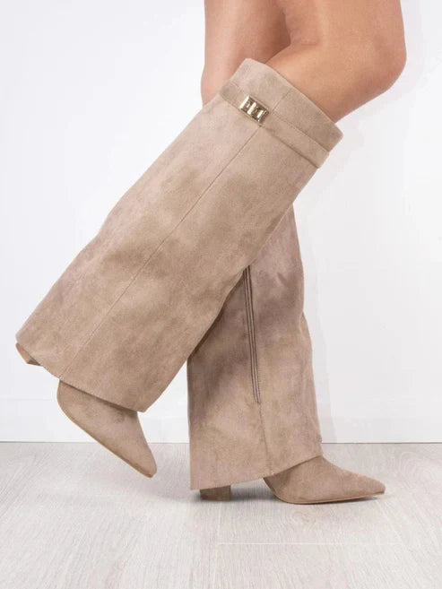 Luxe Hoge Laarzen Met Flap & Blokhak