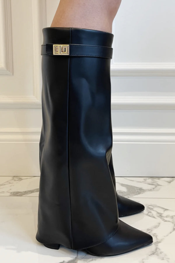 Luxe Hoge Laarzen Met Flap & Blokhak