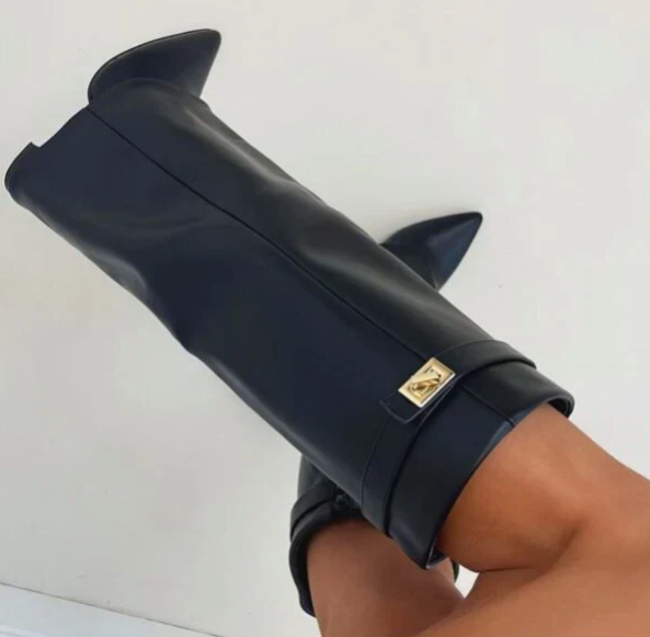 Luxe Hoge Laarzen Met Flap & Blokhak