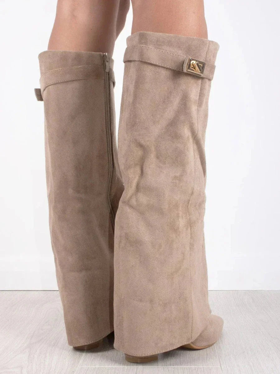 Luxe Hoge Laarzen Met Flap & Blokhak