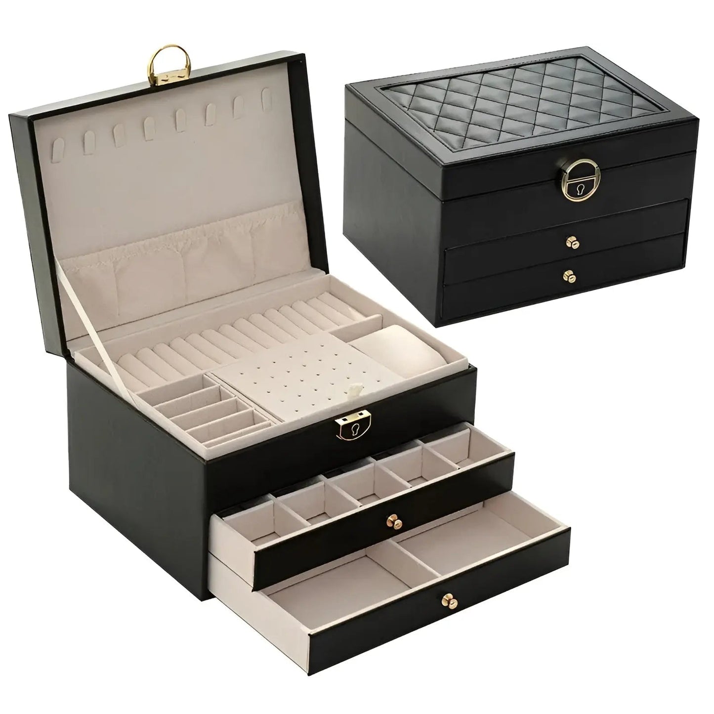 Luxury Multi-Layer Jewellery Organiser in Premium PU Leather