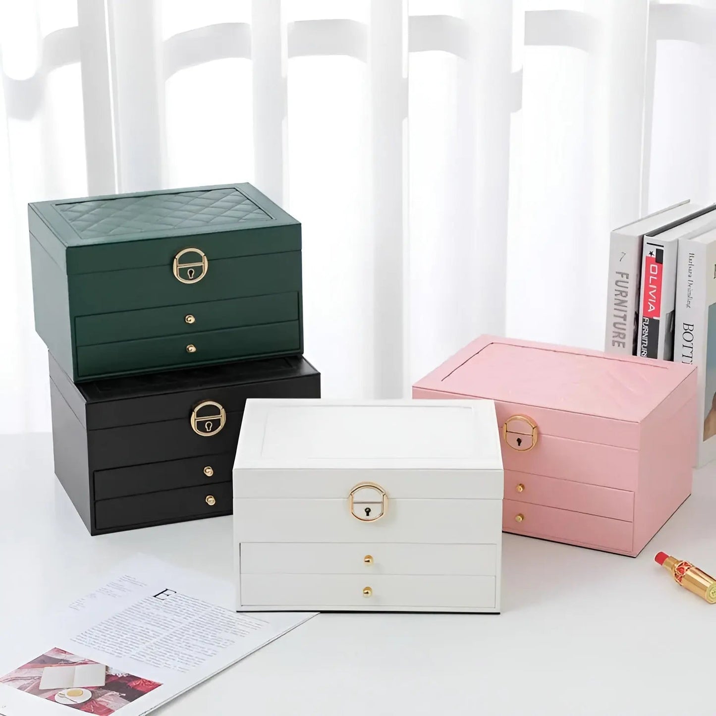 Luxury Multi-Layer Jewellery Organiser in Premium PU Leather
