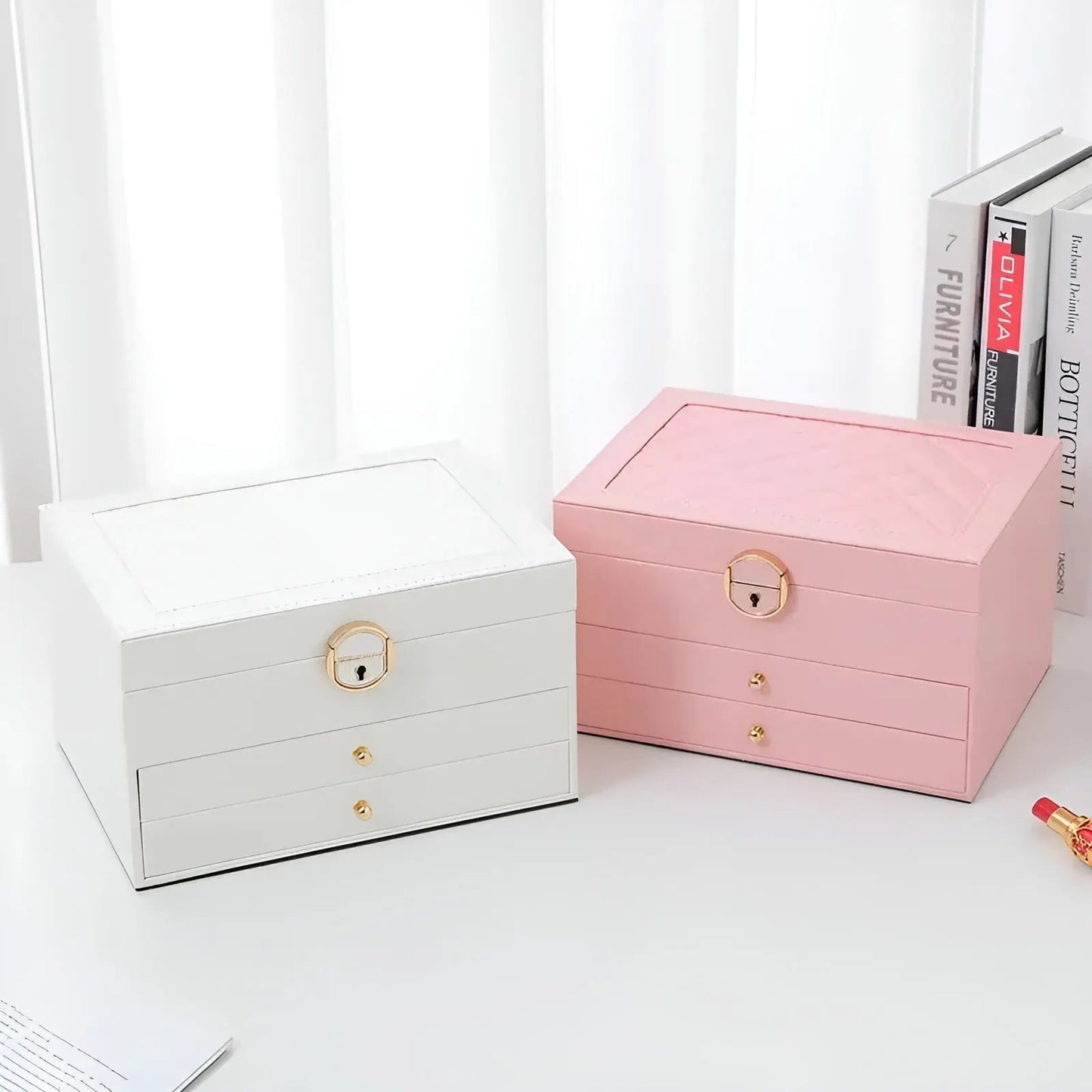 Luxury Multi-Layer Jewellery Organiser in Premium PU Leather