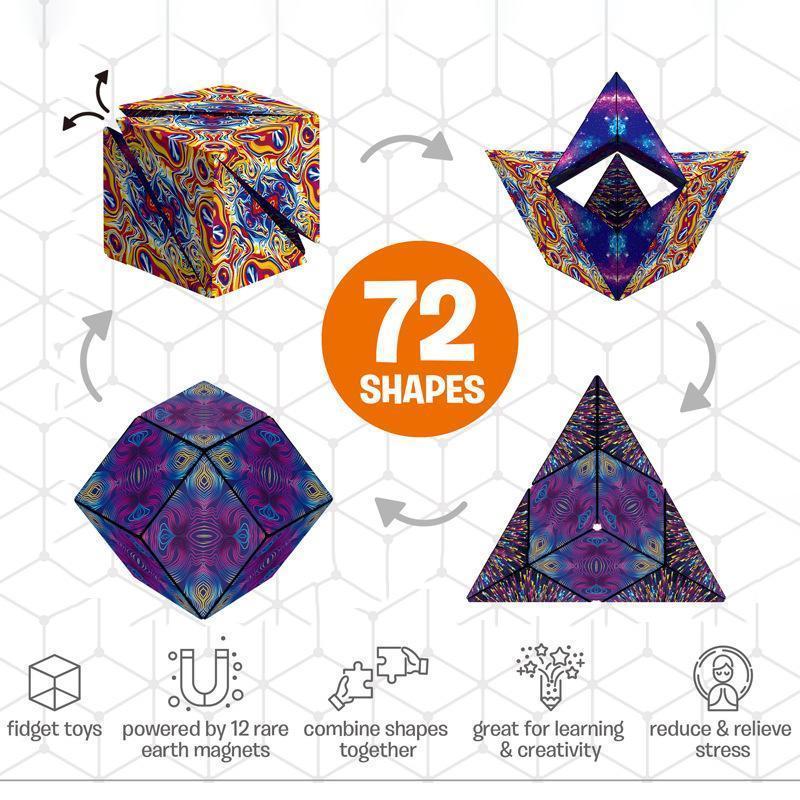 Magnetic Shape-Shifting Cube | Transforming Puzzle Toy | Multicolor