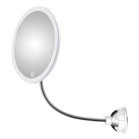 Makeup Mirror with LED & Zoom - with Suction Cup and Flexible Arm