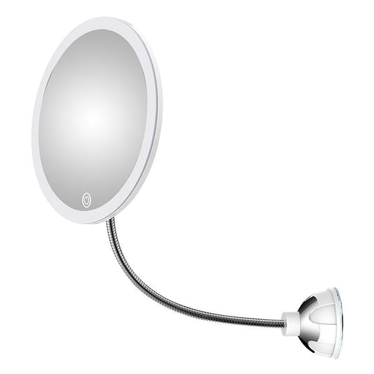 Makeup Mirror with LED & Zoom - with Suction Cup and Flexible Arm