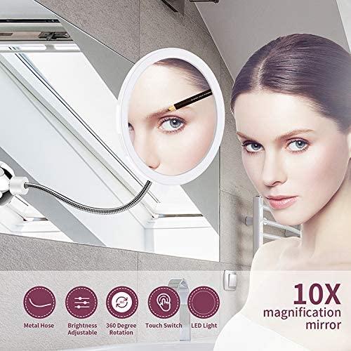 Makeup Mirror with LED & Zoom - with Suction Cup and Flexible Arm