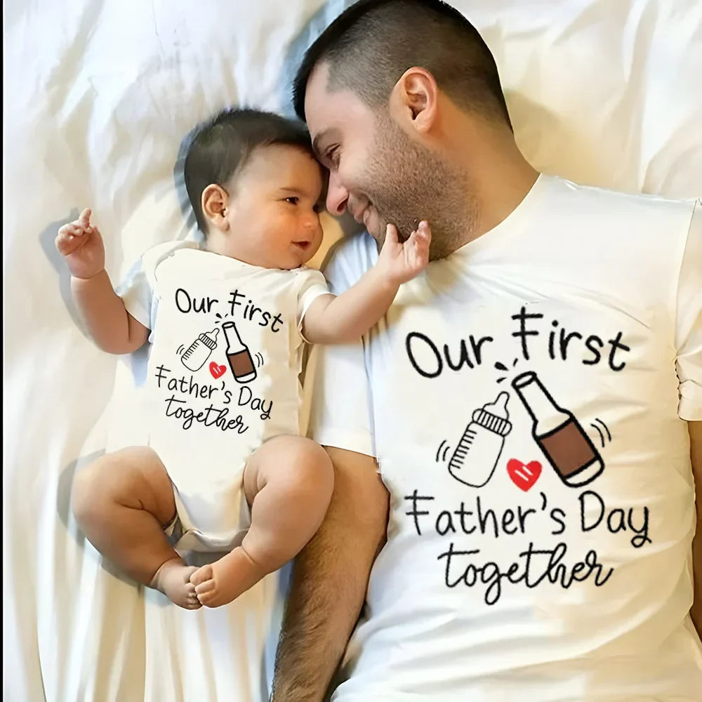 Matching First Father's Day Dad and Baby Outfits