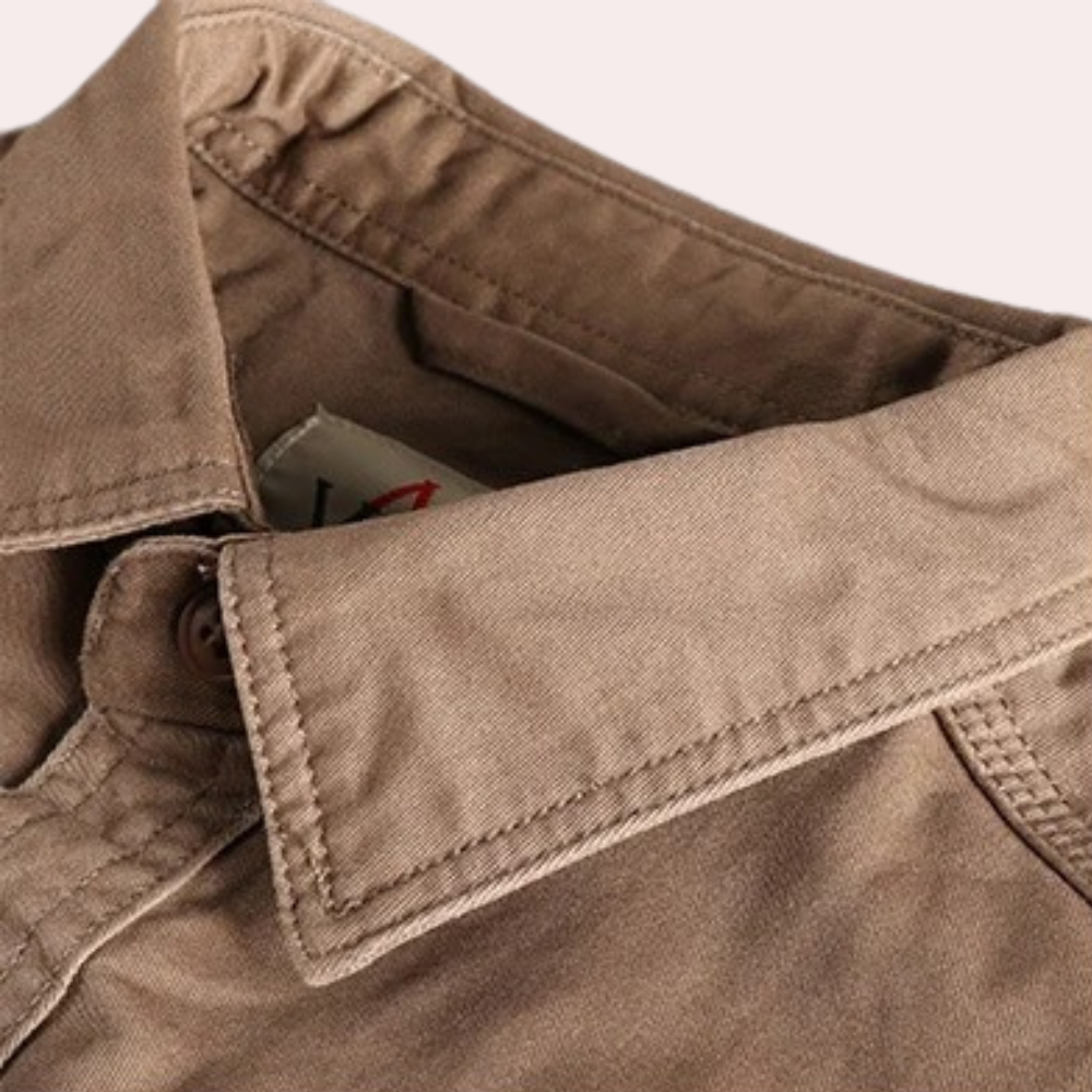 Men Long Sleeve Casual Shirt in Brown and Dark Green