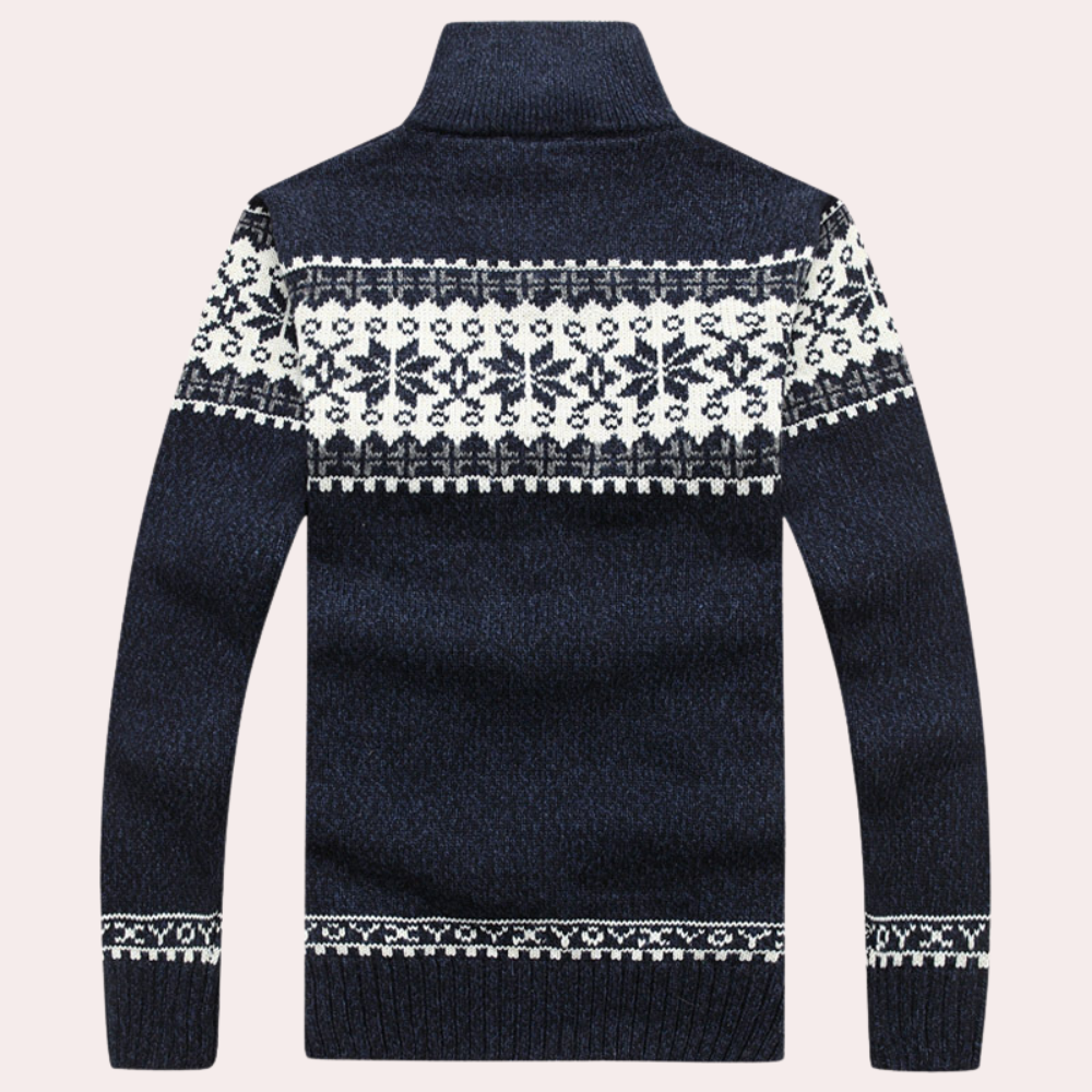Men's Cardigan with Full Zip and Pattern