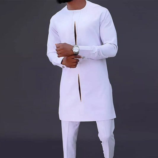 Men's Dashiki Set: Traditional Long Sleeve and Slim Fit Pants
