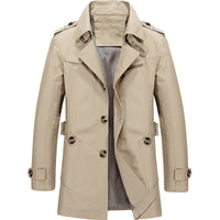 Men's Double-Breasted Trench Coat with Structured Fit