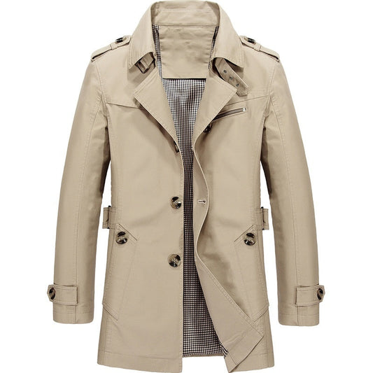 Men's Double-Breasted Trench Coat with Structured Fit
