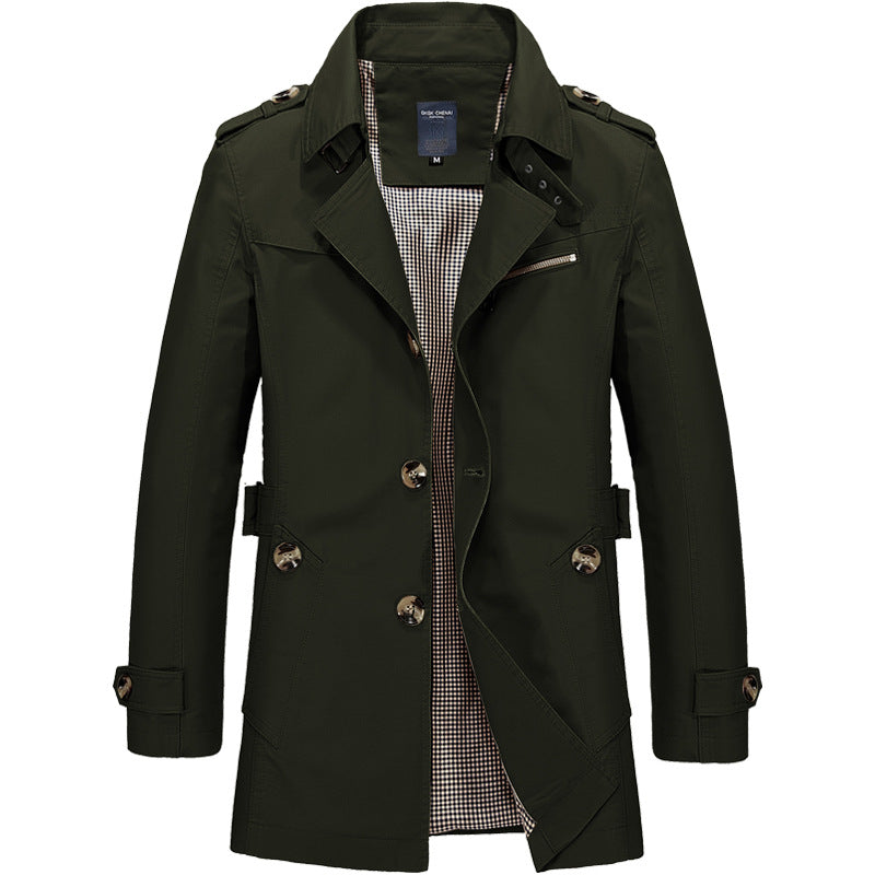 Men's Double-Breasted Trench Coat with Structured Fit