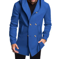 Men's fashionable coat with hood and double button placket