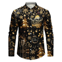 Men's Funny Holiday Print Christmas Shirt with Spread Collar and White Button-Up Front