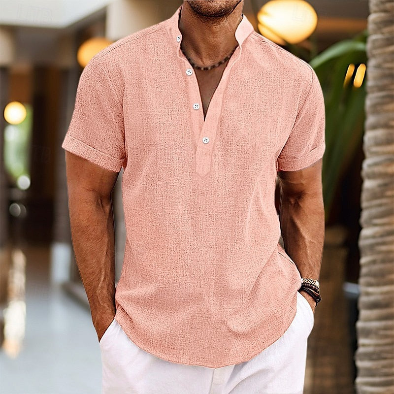 Men's Henley T-shirt Short Sleeve