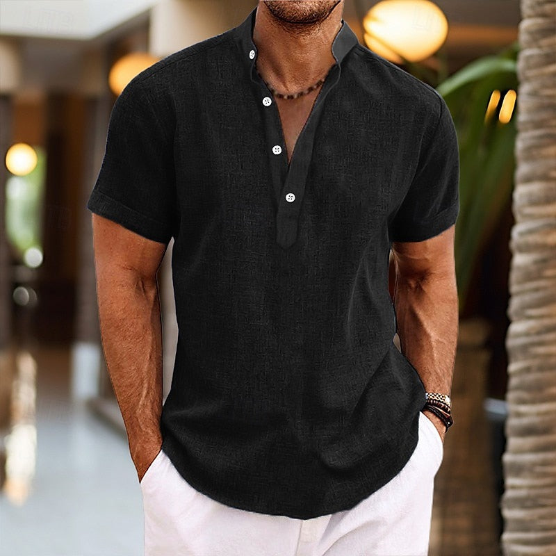 Men's Henley T-shirt Short Sleeve