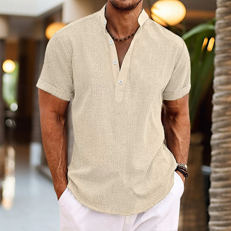 Men's Henley T-shirt Short Sleeve
