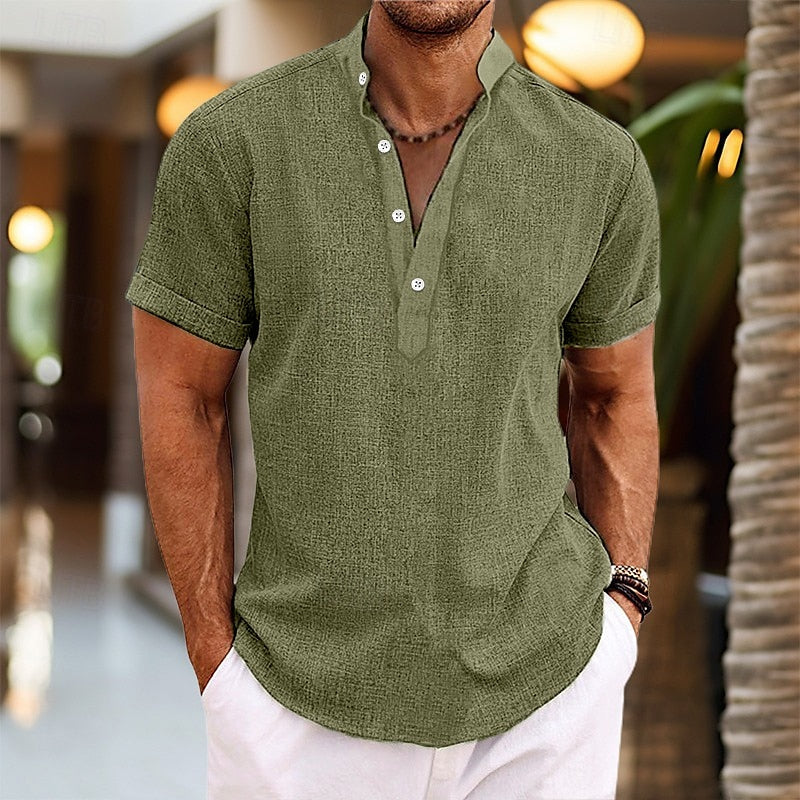 Men's Henley T-shirt Short Sleeve