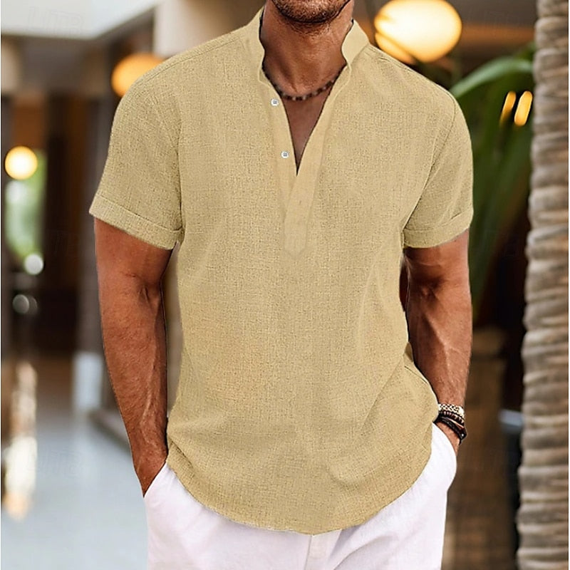 Men's Henley T-shirt Short Sleeve