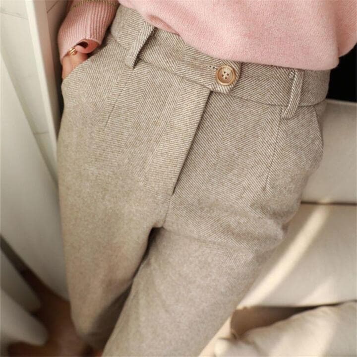 Men's Herringbone Pleated Pants